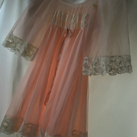 Vintage Pink Lace 1960s Night Gown Dress
